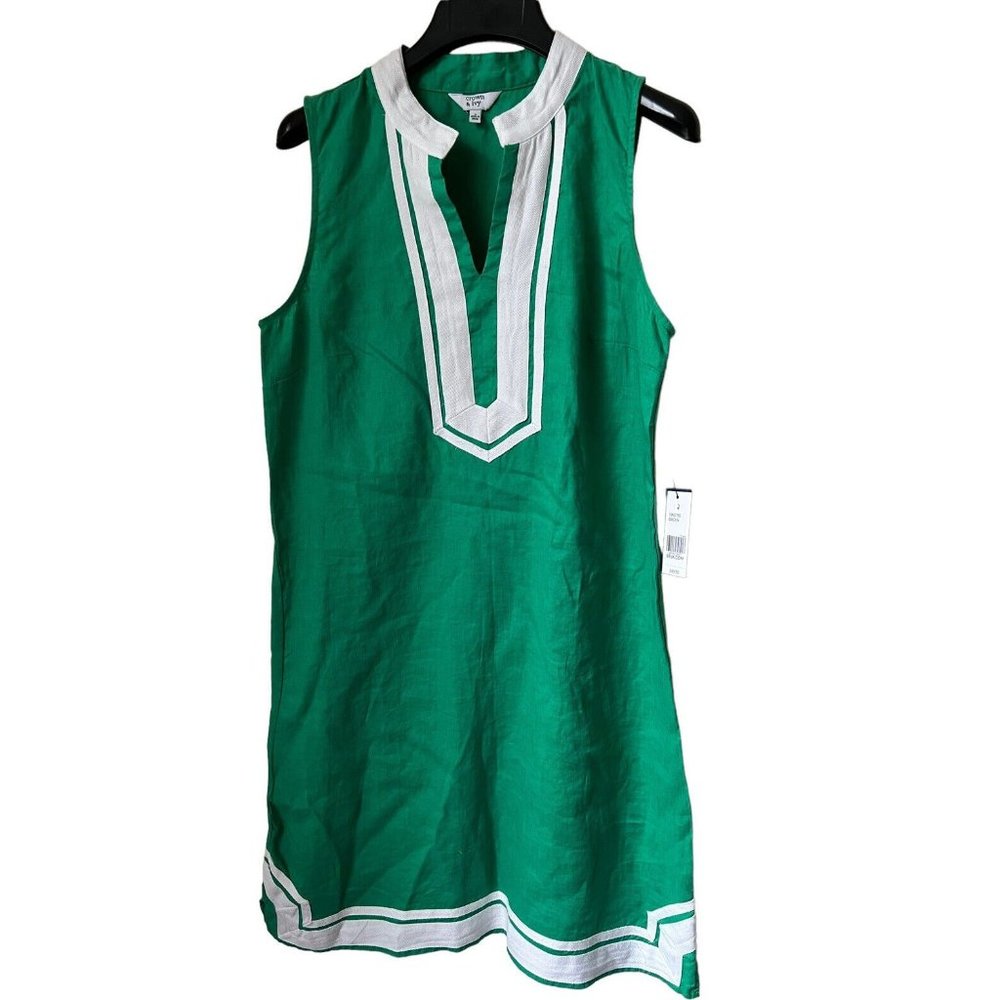 Crown & Ivy Green Sleeveless Kurta Linen Dress Size 2 MSRP $89.50 NWT